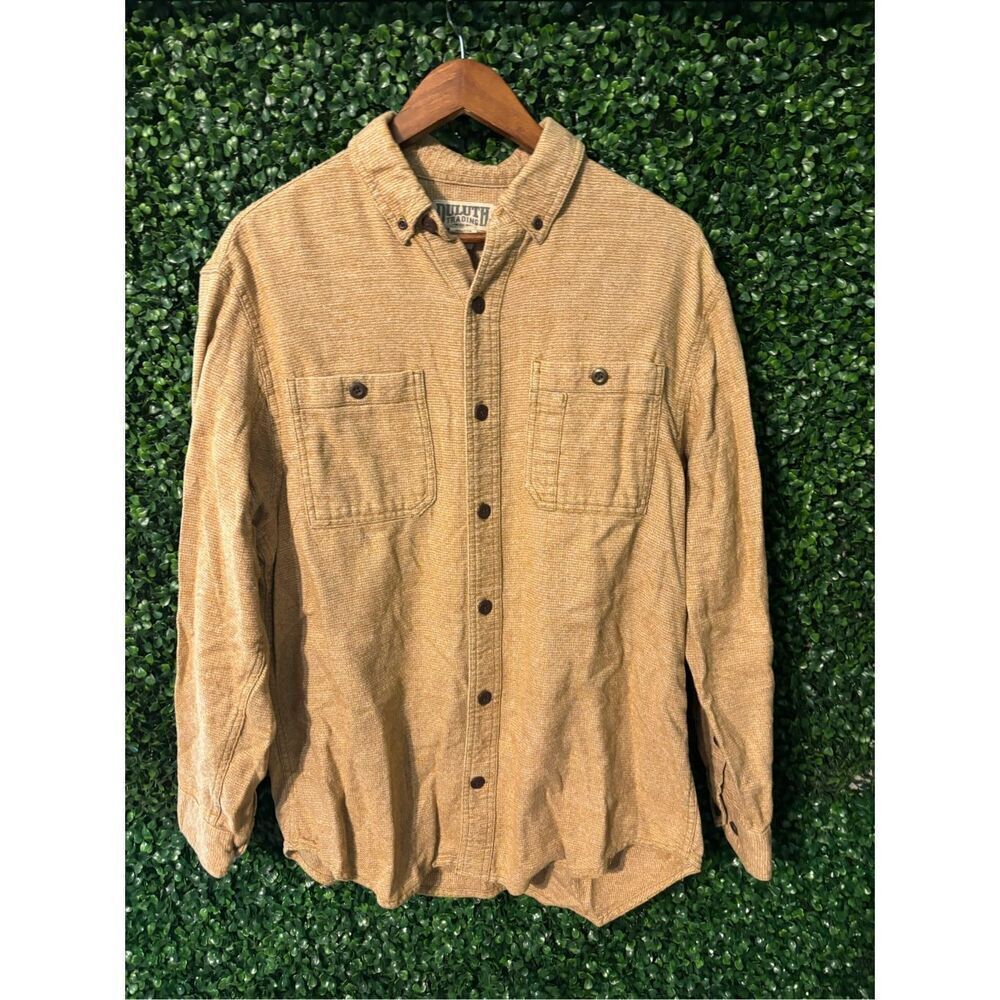 Duluth Trading Shirt Mens Medium Tan Button Down
